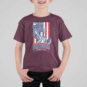 Freedom Kamala 2024 T Shirt For Kid Liberty US President Harris For The People TS09 Maroon Print Your Wear