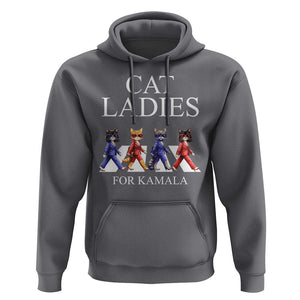 Cat Ladies For Kamala Hoodie Harris Support 2024 Funny Cats TS09 Charcoal Print Your Wear