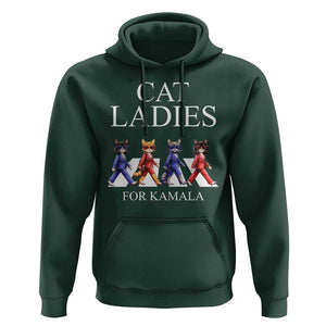 Cat Ladies For Kamala Hoodie Harris Support 2024 Funny Cats TS09 Dark Forest Green Print Your Wear