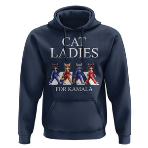 Cat Ladies For Kamala Hoodie Harris Support 2024 Funny Cats TS09 Navy Print Your Wear