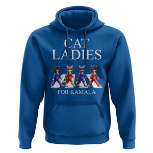 Cat Ladies For Kamala Hoodie Harris Support 2024 Funny Cats TS09 Royal Blue Print Your Wear