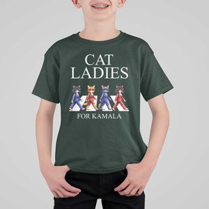 Cat Ladies For Kamala T Shirt For Kid Harris Support 2024 Funny Cats TS09 Dark Forest Green Print Your Wear