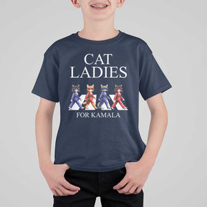 Cat Ladies For Kamala T Shirt For Kid Harris Support 2024 Funny Cats TS09 Navy Print Your Wear