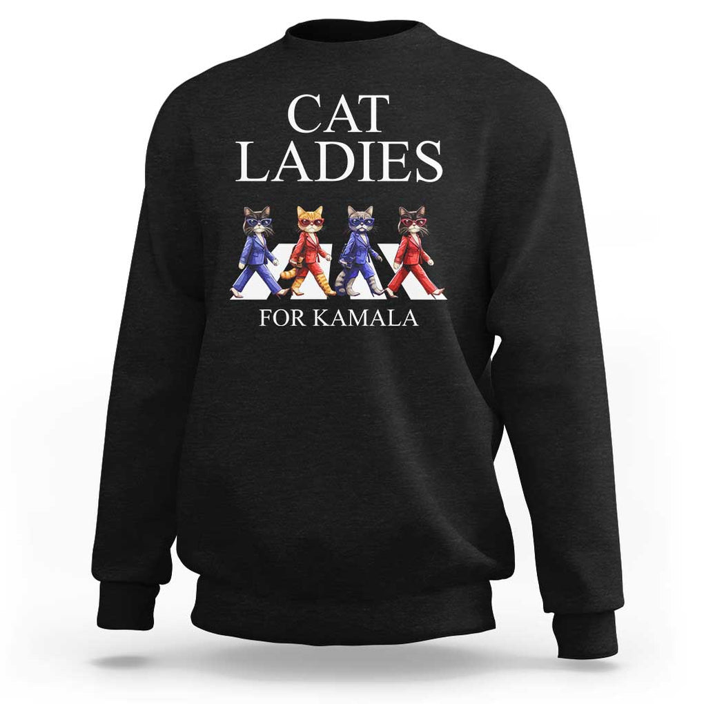 Cat Ladies For Kamala Sweatshirt Harris Support 2024 Funny Cats TS09 Black Print Your Wear