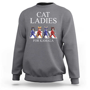 Cat Ladies For Kamala Sweatshirt Harris Support 2024 Funny Cats TS09 Charcoal Print Your Wear