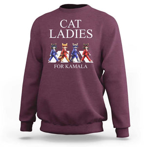 Cat Ladies For Kamala Sweatshirt Harris Support 2024 Funny Cats TS09 Maroon Print Your Wear