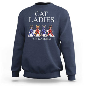 Cat Ladies For Kamala Sweatshirt Harris Support 2024 Funny Cats TS09 Navy Print Your Wear