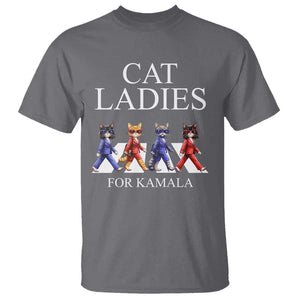 Cat Ladies For Kamala T Shirt Harris Support 2024 Funny Cats TS09 Charcoal Print Your Wear