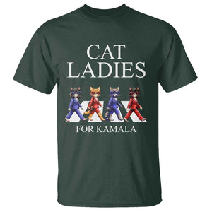 Cat Ladies For Kamala T Shirt Harris Support 2024 Funny Cats TS09 Dark Forest Green Print Your Wear