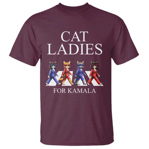 Cat Ladies For Kamala T Shirt Harris Support 2024 Funny Cats TS09 Maroon Print Your Wear