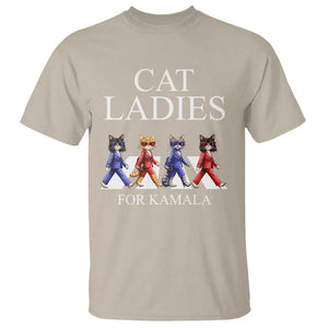 Cat Ladies For Kamala T Shirt Harris Support 2024 Funny Cats TS09 Sand Print Your Wear