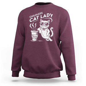 Harris 2024 Sweatshirt Childless Cat Lady Coffee Kamala Madam President TS09 Maroon Print Your Wear