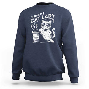 Harris 2024 Sweatshirt Childless Cat Lady Coffee Kamala Madam President TS09 Navy Print Your Wear