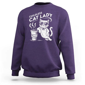 Harris 2024 Sweatshirt Childless Cat Lady Coffee Kamala Madam President TS09 Purple Print Your Wear