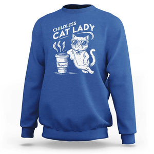 Harris 2024 Sweatshirt Childless Cat Lady Coffee Kamala Madam President TS09 Royal Blue Print Your Wear