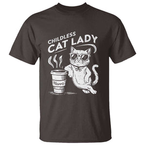 Harris 2024 T Shirt Childless Cat Lady Coffee Kamala Madam President TS09 Dark Chocolate Print Your Wear