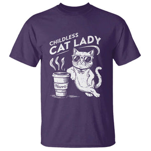 Harris 2024 T Shirt Childless Cat Lady Coffee Kamala Madam President TS09 Purple Print Your Wear