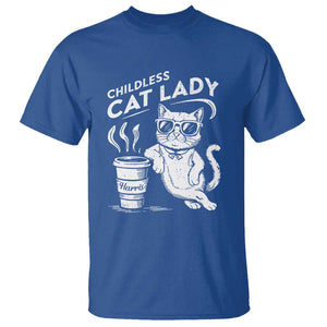 Harris 2024 T Shirt Childless Cat Lady Coffee Kamala Madam President TS09 Royal Blue Print Your Wear