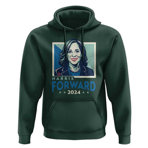 Harris Forward 2024 Hoodie Kamala Support Madam President TS09 Dark Forest Green Print Your Wear