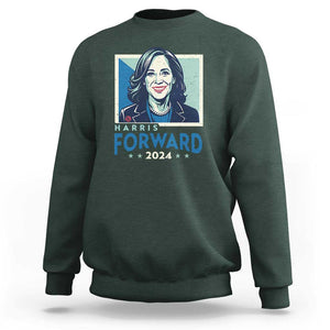 Harris Forward 2024 Sweatshirt Kamala Support Madam President TS09 Dark Forest Green Print Your Wear