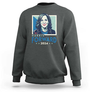 Harris Forward 2024 Sweatshirt Kamala Support Madam President TS09 Dark Heather Print Your Wear