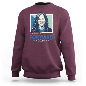 Harris Forward 2024 Sweatshirt Kamala Support Madam President TS09 Maroon Print Your Wear