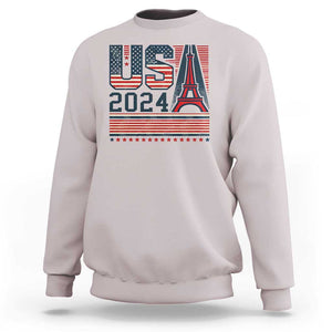 USA Eiffel Tower 2024 Sweatshirt Patriotic Sports Supporter Souvenir TS09 Ice Gray Print Your Wear