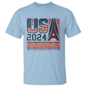 USA Eiffel Tower 2024 T Shirt Patriotic Sports Supporter Souvenir TS09 Light Blue Print Your Wear