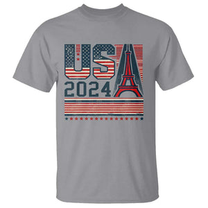 USA Eiffel Tower 2024 T Shirt Patriotic Sports Supporter Souvenir TS09 Sport Gray Print Your Wear