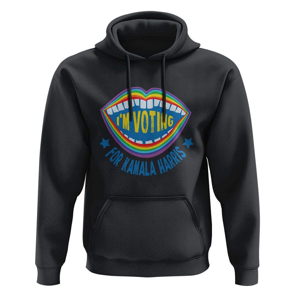 Harris 2024 Hoodie I'm Voting For Kamala LGBT Rights Rainbow TS09 Black Print Your Wear