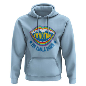 Harris 2024 Hoodie I'm Voting For Kamala LGBT Rights Rainbow TS09 Light Blue Print Your Wear