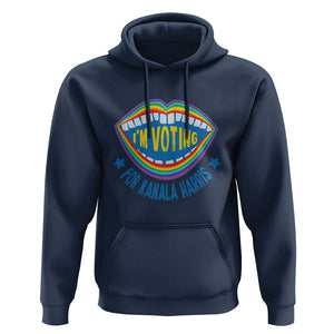 Harris 2024 Hoodie I'm Voting For Kamala LGBT Rights Rainbow TS09 Navy Print Your Wear