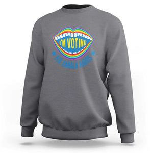 Harris 2024 Sweatshirt I'm Voting For Kamala LGBT Rights Rainbow TS09 Charcoal Print Your Wear