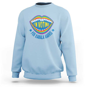 Harris 2024 Sweatshirt I'm Voting For Kamala LGBT Rights Rainbow TS09 Light Blue Print Your Wear