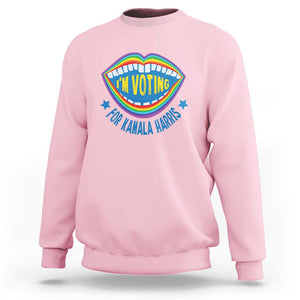 Harris 2024 Sweatshirt I'm Voting For Kamala LGBT Rights Rainbow TS09 Light Pink Print Your Wear