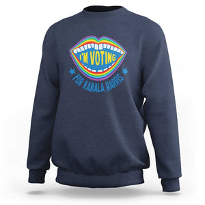 Harris 2024 Sweatshirt I'm Voting For Kamala LGBT Rights Rainbow TS09 Navy Print Your Wear