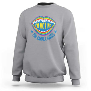 Harris 2024 Sweatshirt I'm Voting For Kamala LGBT Rights Rainbow TS09 Sport Gray Print Your Wear