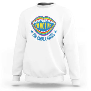 Harris 2024 Sweatshirt I'm Voting For Kamala LGBT Rights Rainbow TS09 White Print Your Wear