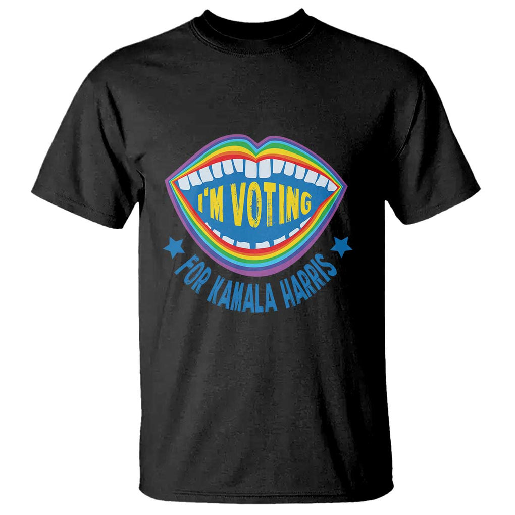 Harris 2024 T Shirt I'm Voting For Kamala LGBT Rights Rainbow TS09 Black Print Your Wear