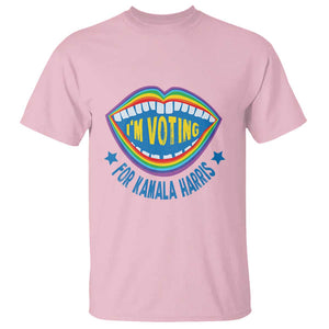 Harris 2024 T Shirt I'm Voting For Kamala LGBT Rights Rainbow TS09 Light Pink Print Your Wear