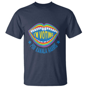 Harris 2024 T Shirt I'm Voting For Kamala LGBT Rights Rainbow TS09 Navy Print Your Wear