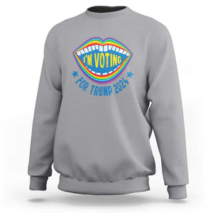 Trump 2024 Sweatshirt I'm Voting For Trump LGBT Rights Rainbow TS09 Sport Gray Print Your Wear