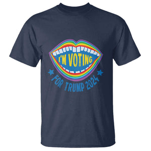 Trump 2024 T Shirt I'm Voting For Trump LGBT Rights Rainbow TS09 Navy Print Your Wear