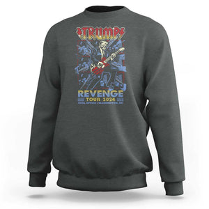 Trump Revenge Tour 2024 Sweatshirt Funny Trump Rocking Electric Guitar US President TS09 Dark Heather Print Your Wear