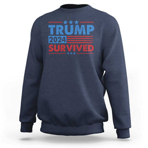 Trump Survived 2024 Sweatshirt God Save The President TS09 Navy Print Your Wear