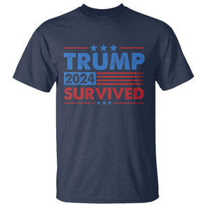 Trump Survived 2024 T Shirt God Save The President TS09 Navy Print Your Wear