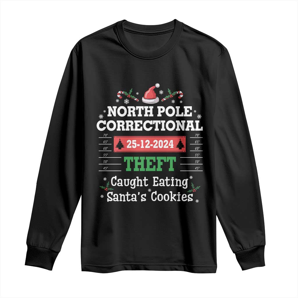 Funny Christmas Family Matching Long Sleeve Shirt North Pole Correctional Theft TS09 Black Print Your Wear