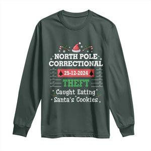 Funny Christmas Family Matching Long Sleeve Shirt North Pole Correctional Theft TS09 Dark Forest Green Print Your Wear