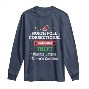 Funny Christmas Family Matching Long Sleeve Shirt North Pole Correctional Theft TS09 Navy Print Your Wear