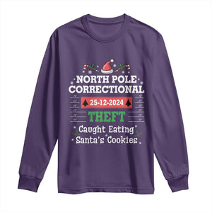 Funny Christmas Family Matching Long Sleeve Shirt North Pole Correctional Theft TS09 Purple Print Your Wear